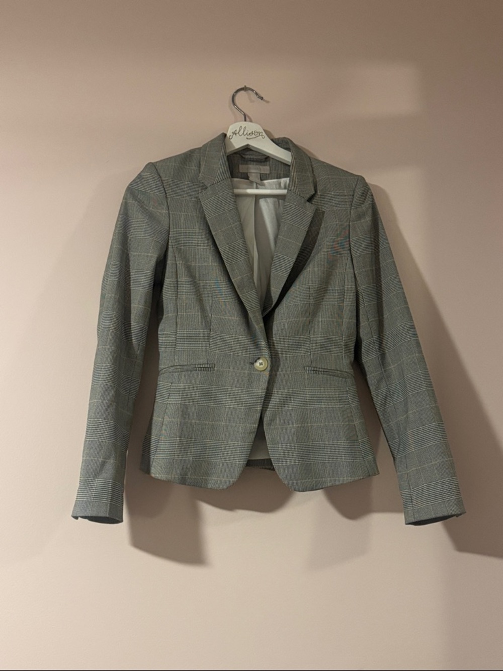 H&M Gray Plaid Single-Button Women's Blazer